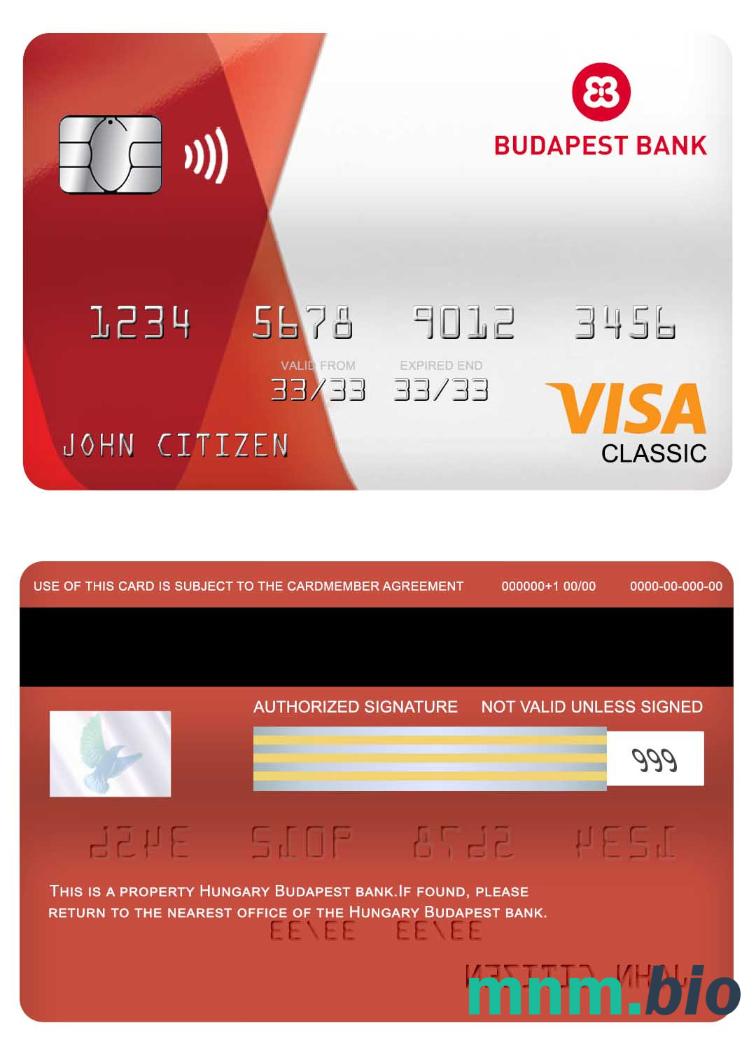 Hungary Budapest bank visa klasyczny karta przykład w formacie PSD